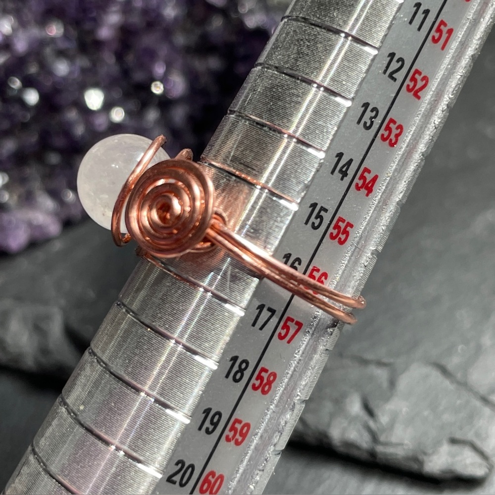 Natural Moonstone Bare Copper Wrapped Ring - Picture 12 of 14